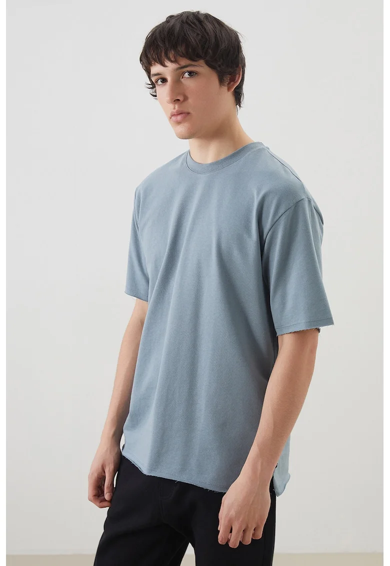 Tricou regular-fit cu decolteu la baza gatului, Albastru prafuit