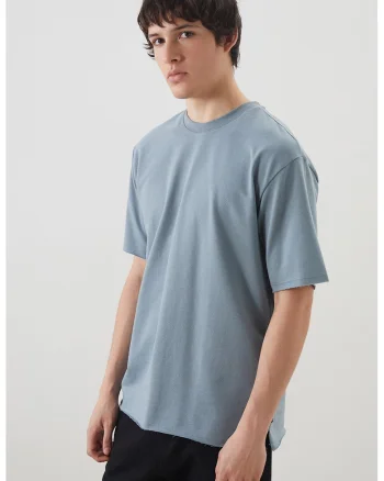 Tricou regular-fit cu decolteu la baza gatului, Albastru prafuit