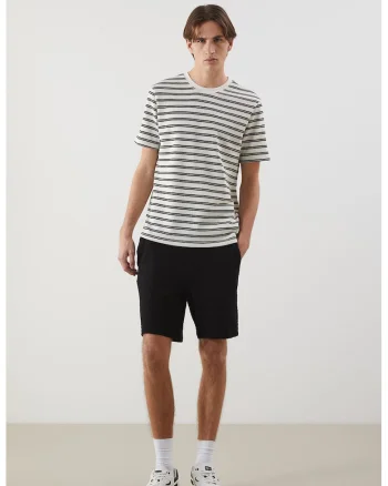 Pantaloni scurti de trening cu model texturat si snur, Negru