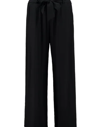 Pantaloni drepti cu un cordon in talie, Negru
