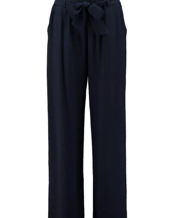 Pantaloni drepti cu un cordon in talie, Bleumarin