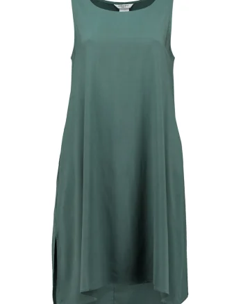 Rochie dreapta fara maneci cu slituri laterale, Kaki