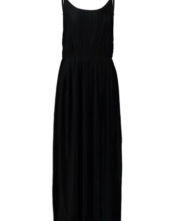 Rochie plisata cu bretele ajustabile, Negru