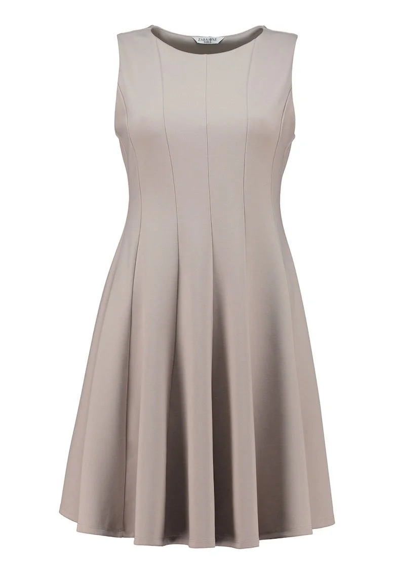 Rochie evazata cu decolteu rotund, Maro taupe deschis