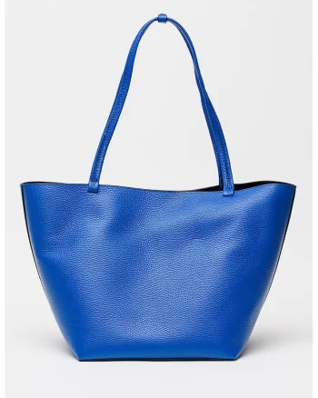 Geanta shopper de piele cu etui detasabil, Albastru safir