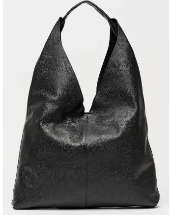 Geanta de piele cu bareta de umar si etui interior, Negru stins