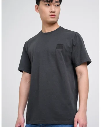Tricou cu decolteu la baza gatului si aplicatie logo Austin, Negru antracit
