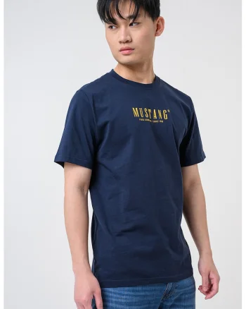 Tricou cu decolteu la baza gatului si logo Austin, Albastru safir