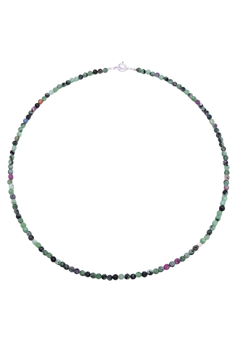 Colier din pietre de rubin zoisit cu argint 925, 40 cm