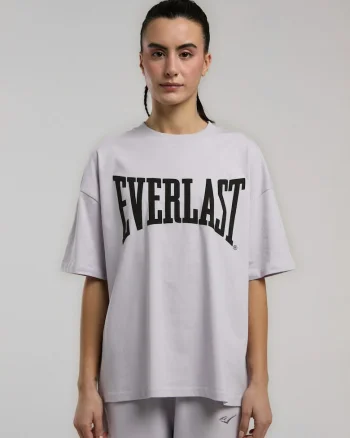 Tricou oversized de dama si imprimeu cu logo, Lila