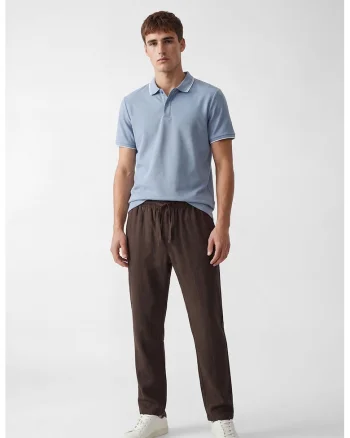 Pantaloni din bumbac cu snur, Maro