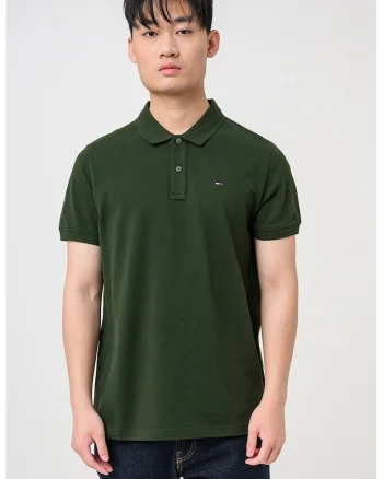 Tricou polo slim fit, Verde masliniu inchis