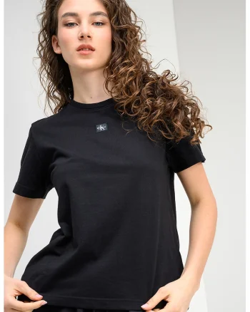 Tricou din bumbac cu aplicatie logo discreta, Negru