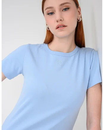 Tricou cu decolteu la baza gatului Deloris, Albastru pal