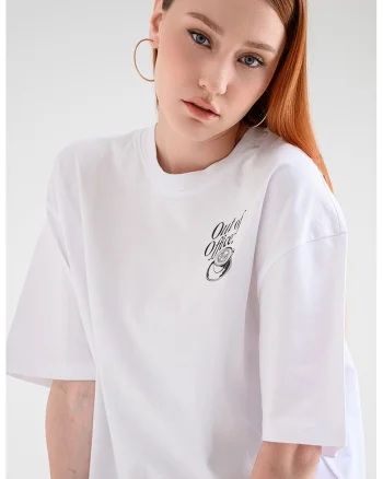Tricou supradimensionat cu decolteu la baza gatului, Negru/Alb optic