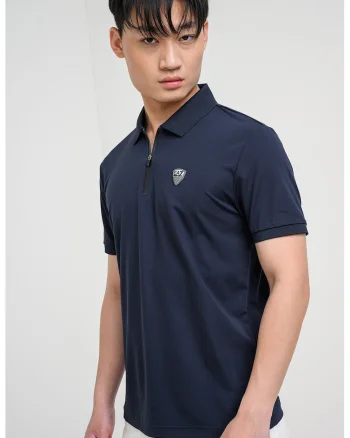 Tricou polo slim fit Train Premium Shield, Albastru ultramarin