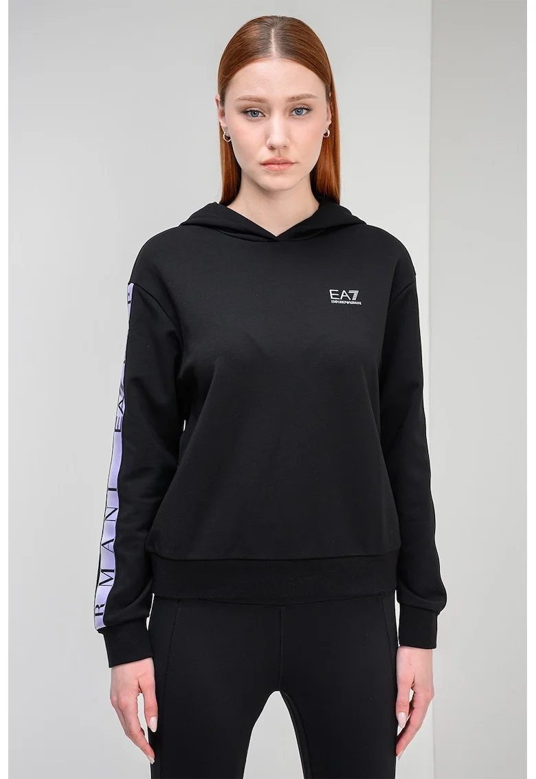 Hanorac cu logo pe piept Natural Ventus, Negru/Violet deschis