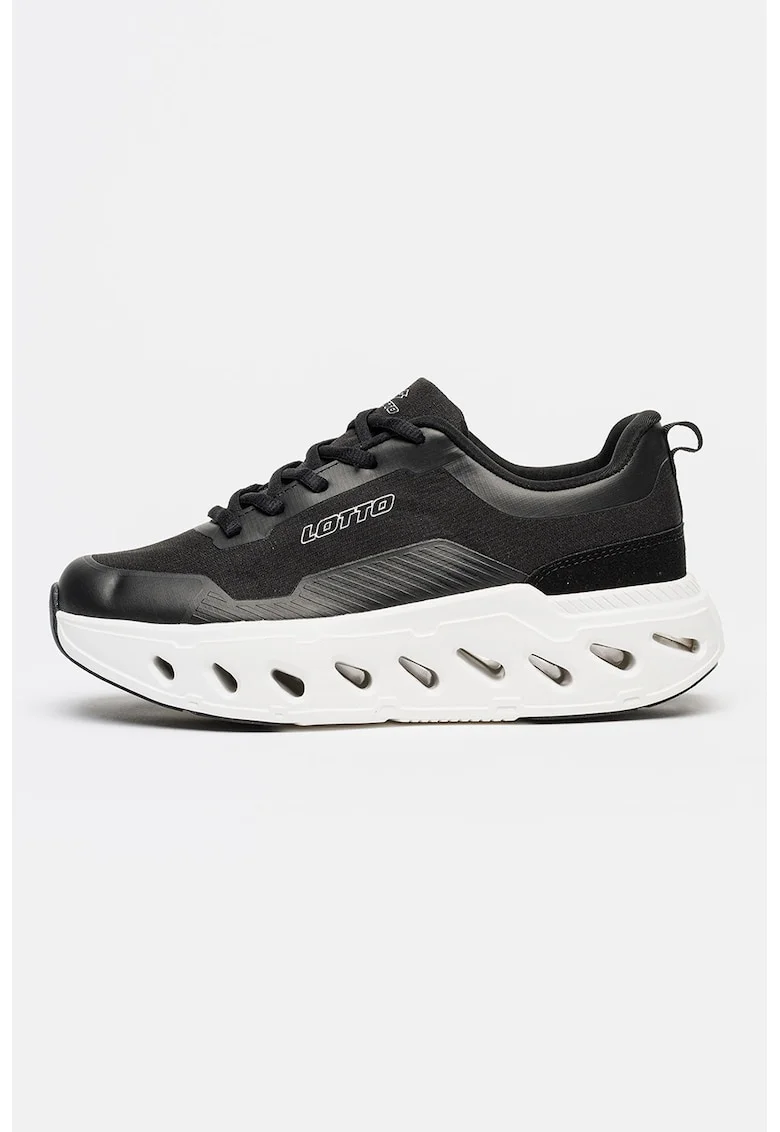 Pantofi sport Aquila de plasa cu amortizare, Negru/Alb murdar