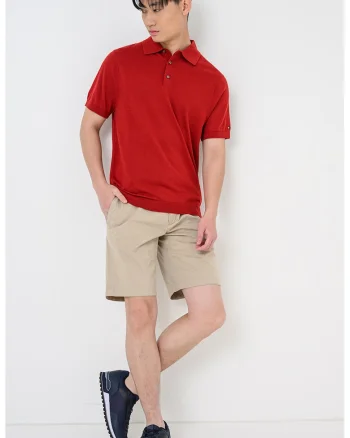 Tricou polo din amestec de bumbac organic si lyocell, Visiniu