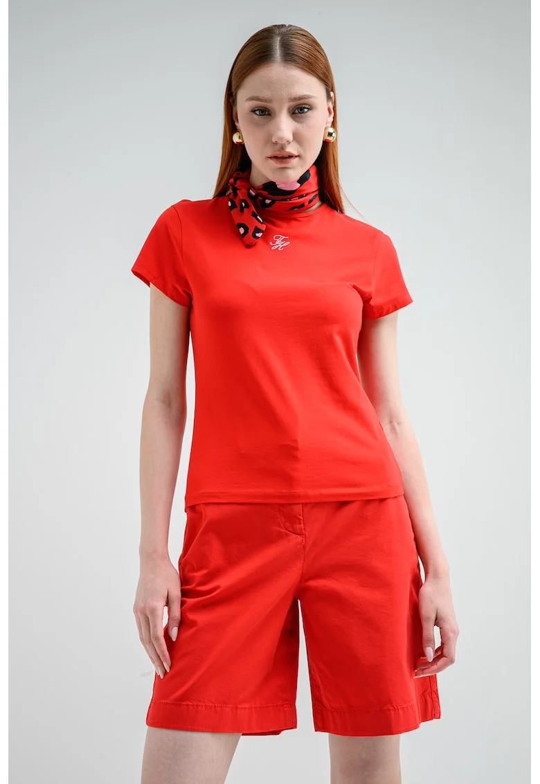 Tricou slim-fit din amestec de bumbac cu logo, Rosu