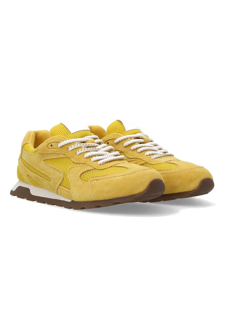 Pantofi sport din plasa si piele intoarsa cu model uni si sireturi