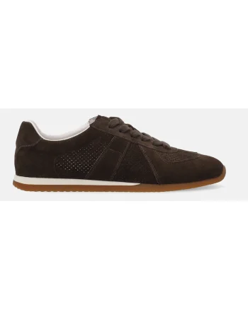 Pantofi sport din piele intoarsa, cu perforatii si profil jos