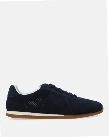 Pantofi sport din piele intoarsa, cu profil jos si perforatii