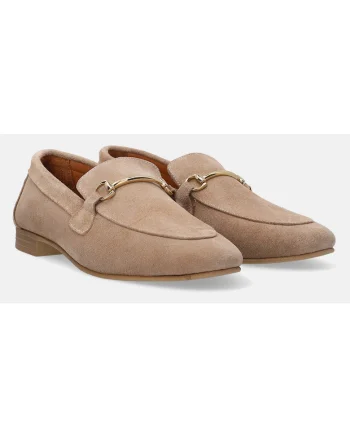 Pantofi loafer din piele intoarsa cu aplicatie metalica