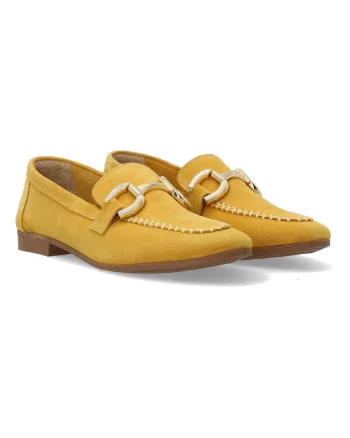 Pantofi loafer din piele intoarsa cu detaliu metalic decorativ