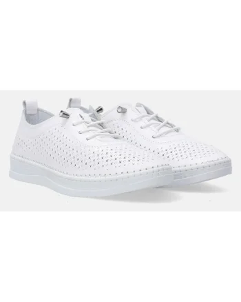Pantofi sport din piele cu perforatii si sireturi elastice