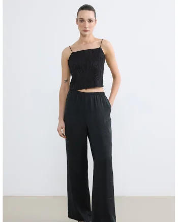 Pantaloni relaxed-fit cu banda elastica in talie, Gri carbune