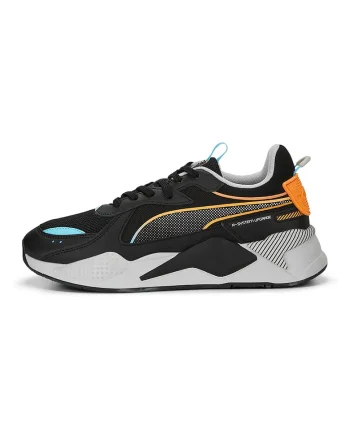 Pantofi sport de piele ecologica cu garnituri de plasa RS-X, Negru