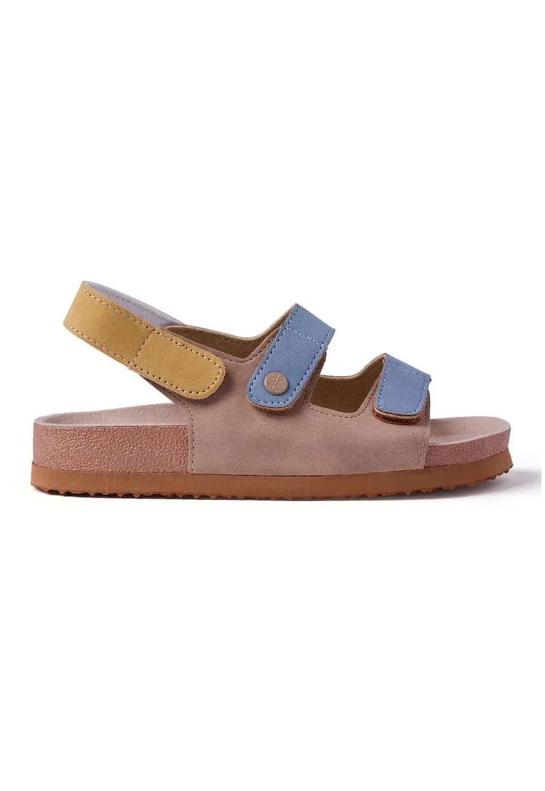 Sandale din piele ecologica cu velcro Salgaa, Maro taupe