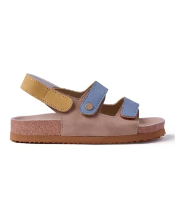 Sandale din piele ecologica cu velcro Salgaa, Maro taupe