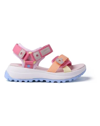Sandale cu talpa wedge si inchidere velcro Usenge, Fucsia