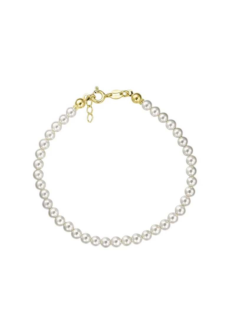 Bratara Aur 585 - 14K cu perle de cultura albe 4mm, inchizatoare clasica, 18-19 CM