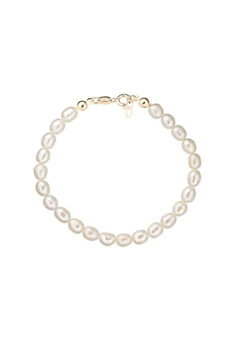 Bratara Aur 585 - 14K cu perle de cultura albe 6, 5mm, inchizatoare clasica, 18-19 CM