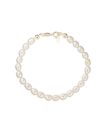 Bratara Aur 585 - 14K cu perle de cultura albe 6, 5mm, inchizatoare clasica, 18-19 CM
