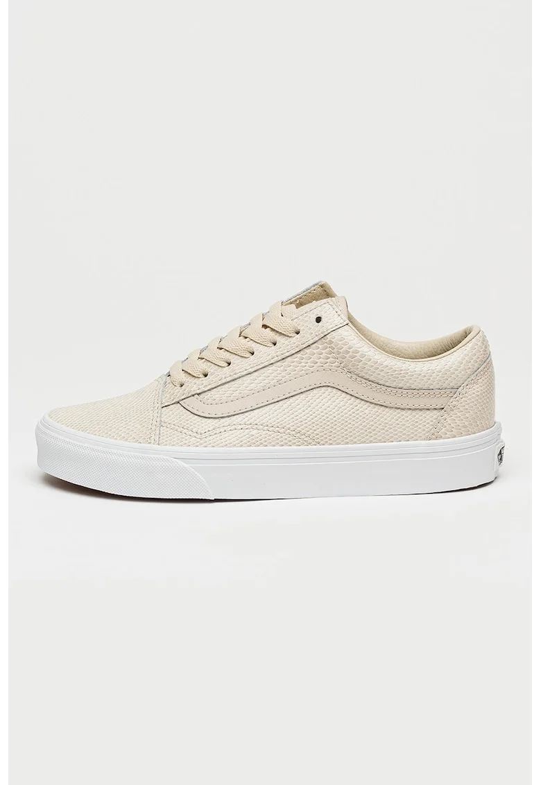 Pantofi sport Old Skool de piele cu model piele de reptila, Alb optic/Bej deschis