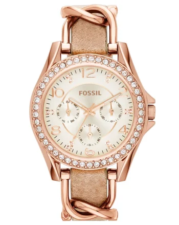 Ceas decorat cu cristale Riley, Auriu rose