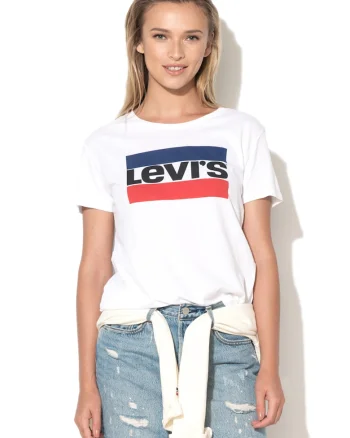 Tricou alb cu imprimeu logo