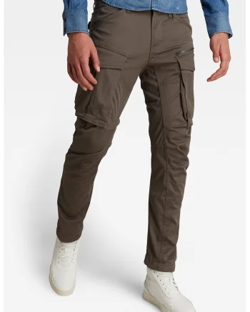 Pantaloni cargo cu mansete cu snur si buzunare Rovic, Gri inchis