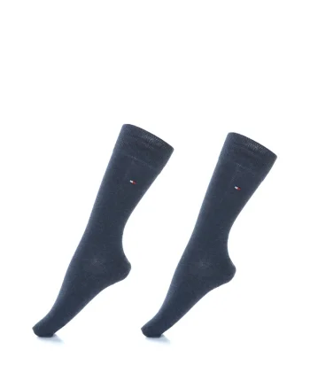 Set de sosete lungi cu logo brodat - 2 perechi, Bleumarin
