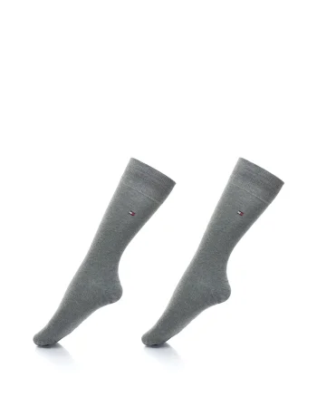 Set de sosete lungi cu logo brodat - 2 perechi, Gri melange