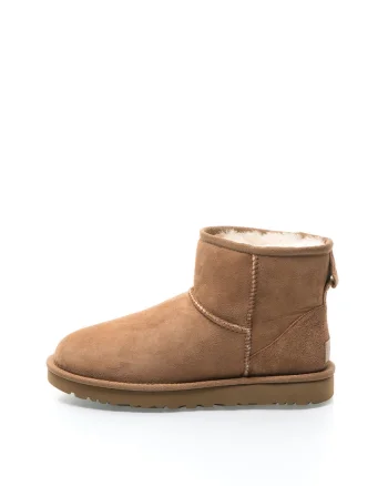 Cizme scurte maro camel de piele intoarsa Classic Mini II
