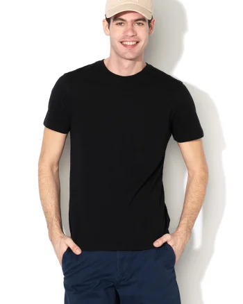 Tricou cu decolteu rotund 000440775, Negru