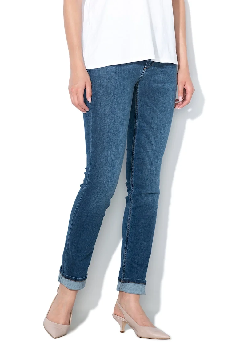 Blugi skinny cu talie joasa, Albastru inchis