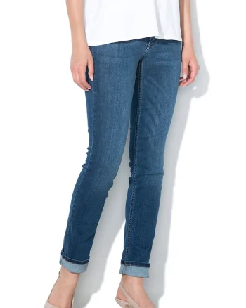 Blugi skinny cu talie joasa, Albastru inchis