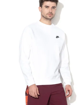 Bluza de trening cu decolteu la baza gatului Sportswear369, Alb