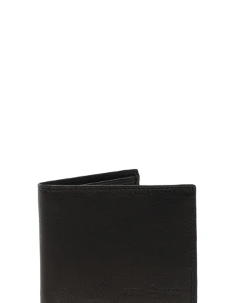 Portofel pliabil de piele cu logo stantat, PP1005, Negru